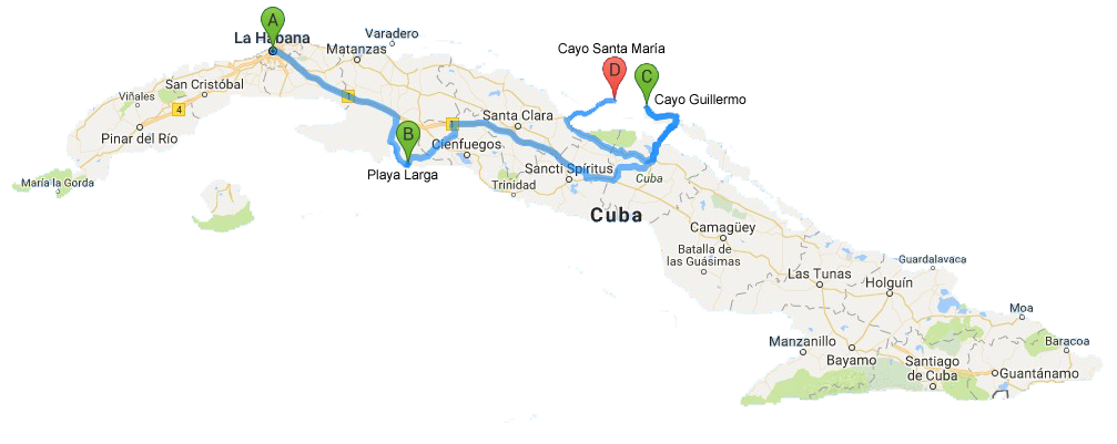 Havana-Playa Larga-Cayo Santa MARÍA-Cayo Guillermo