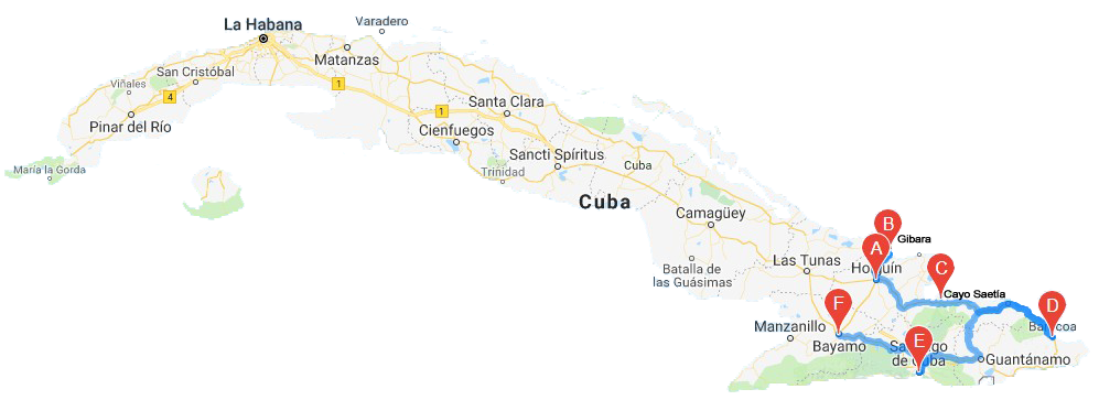 Holguin_Gibara_Cayo Saetia_Baracoa_Santiago de Cuba_Bayamo